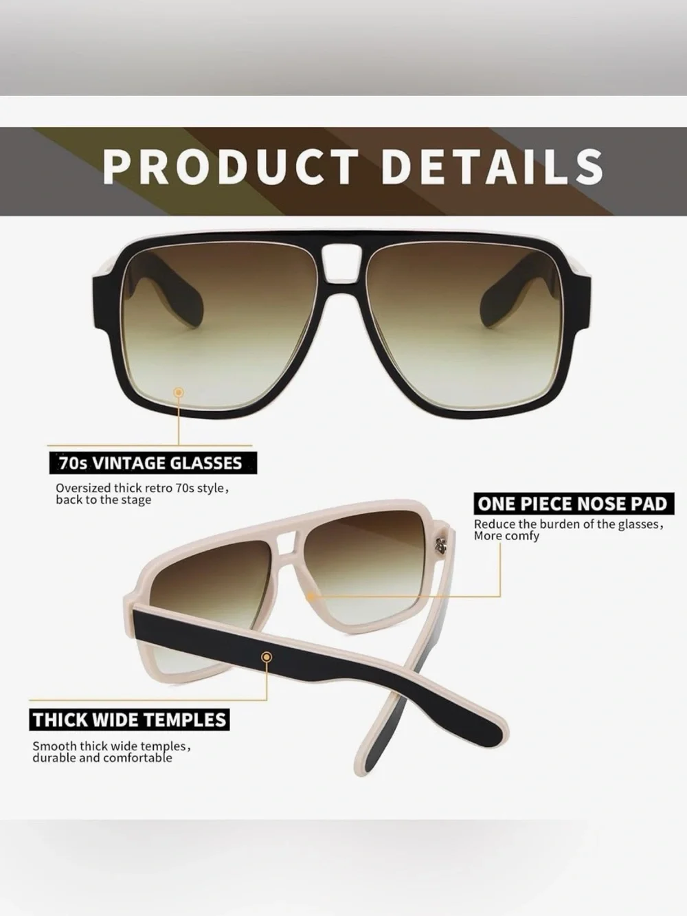 Eye2 Retro 70s Aviator Oversized Bold Square Men & Women Square Sunglasses NEW
